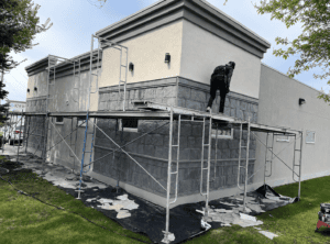 Construction site under clear skies-Blue Design