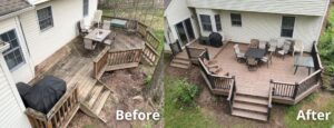 Inspired Exteriors LLC deck renovation before and after