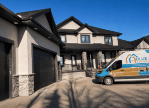 Modern home with construction van-Blue Design