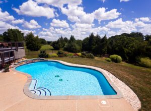 Backyard swimming pool and patio