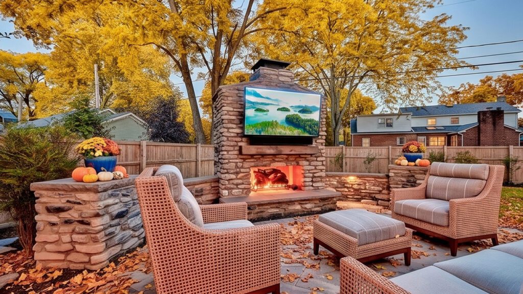 Fall outdoor living area Landscapes by Terra