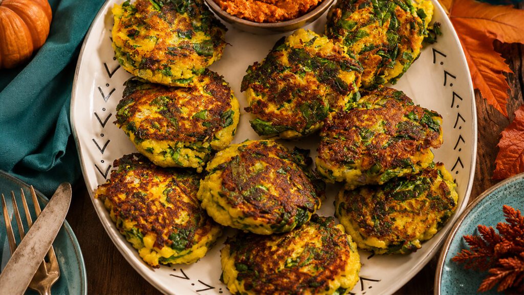 Spinach and Spaghetti Squash Fritters