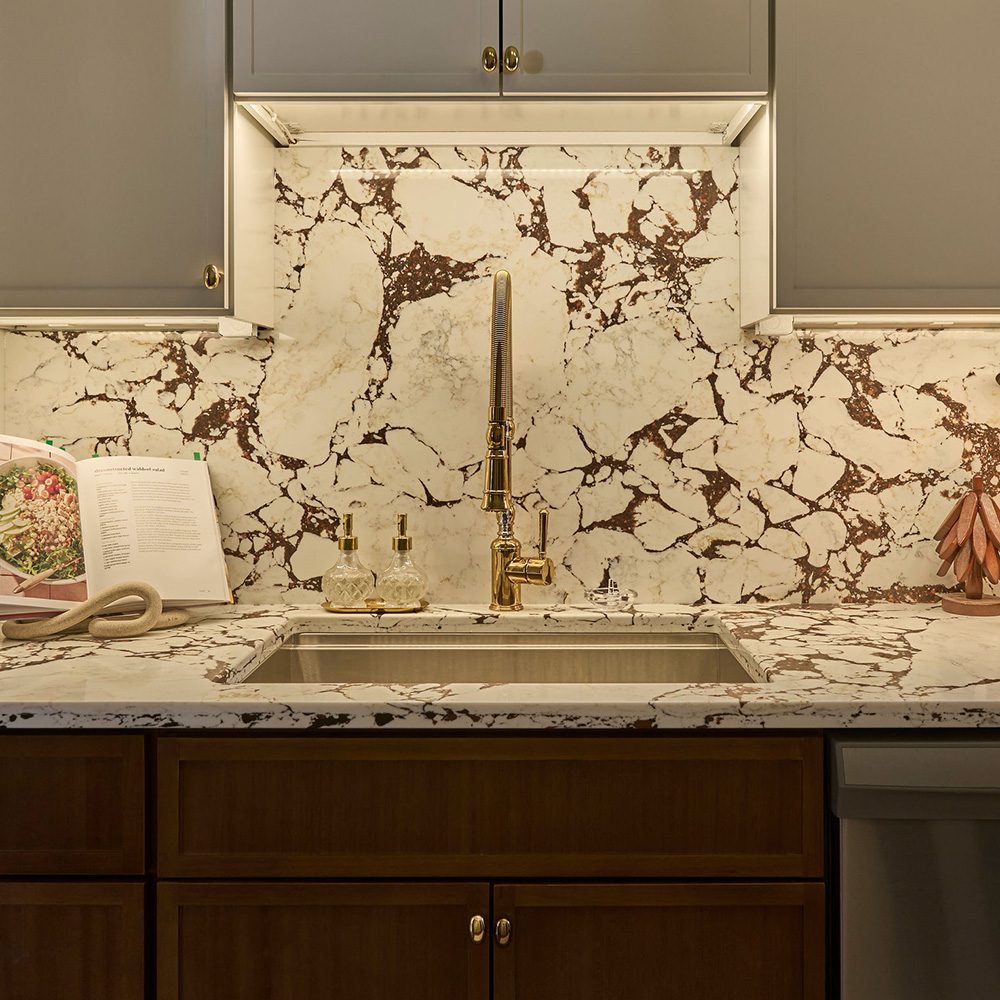 Quartz stone backsplash Design + Build Renegades