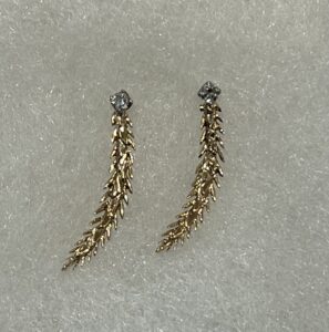 Gold branches and diamond earrings Ross Goldsmith