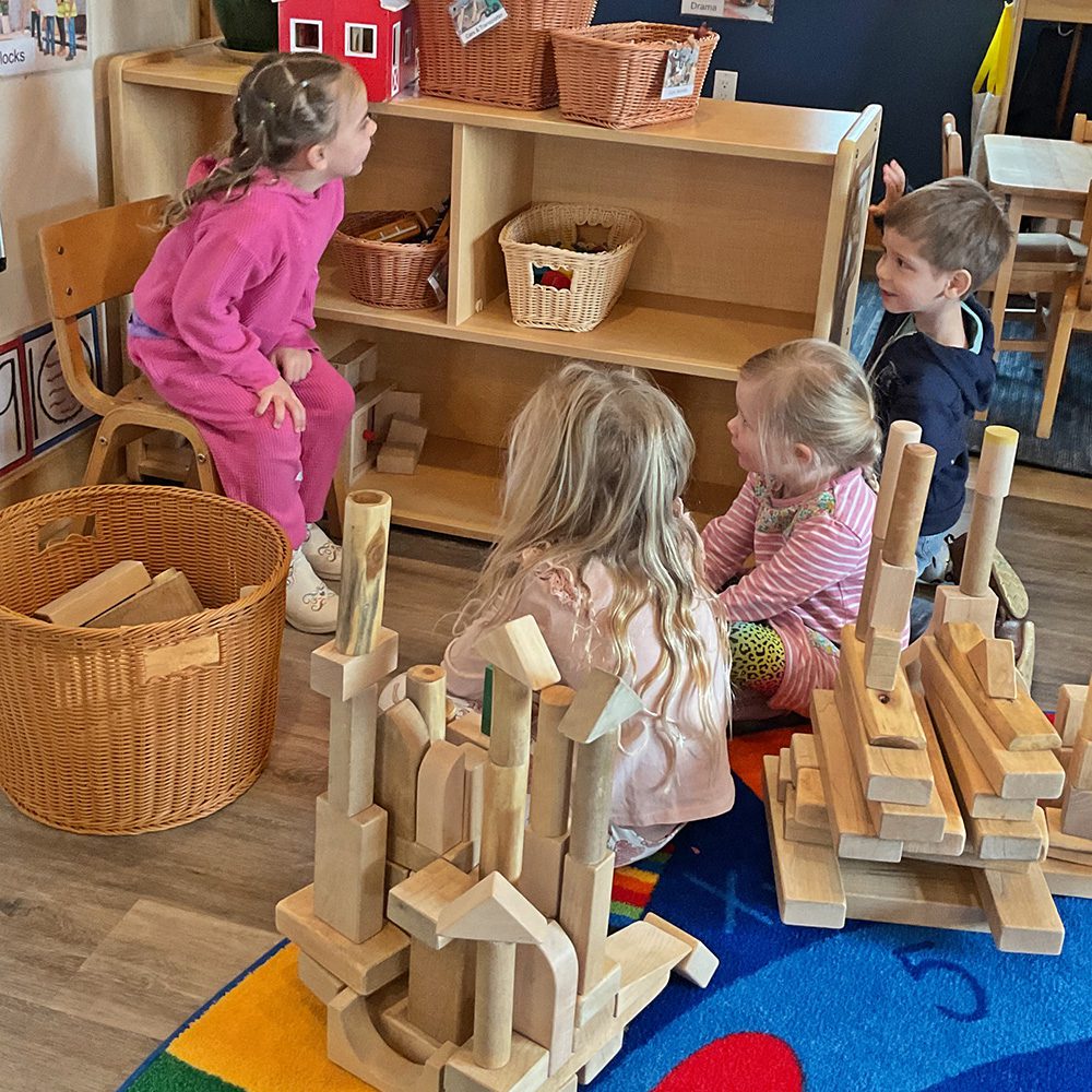 Kids building with blocks North Routt Community Charter School