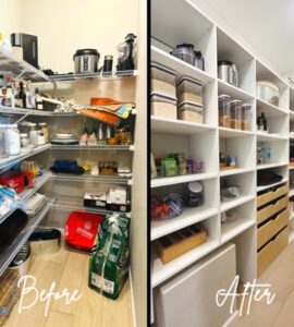 Up Closets of Savannah pantry before and after organization