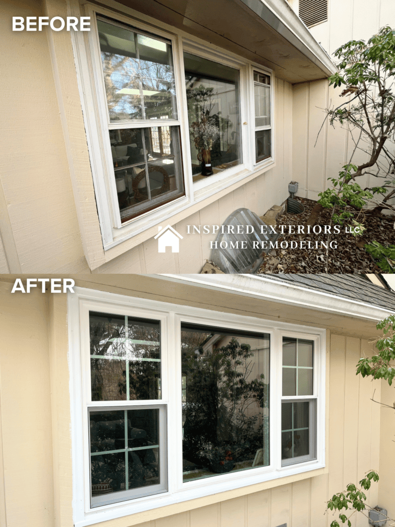 Window before and after Inspired Exteriors LLC