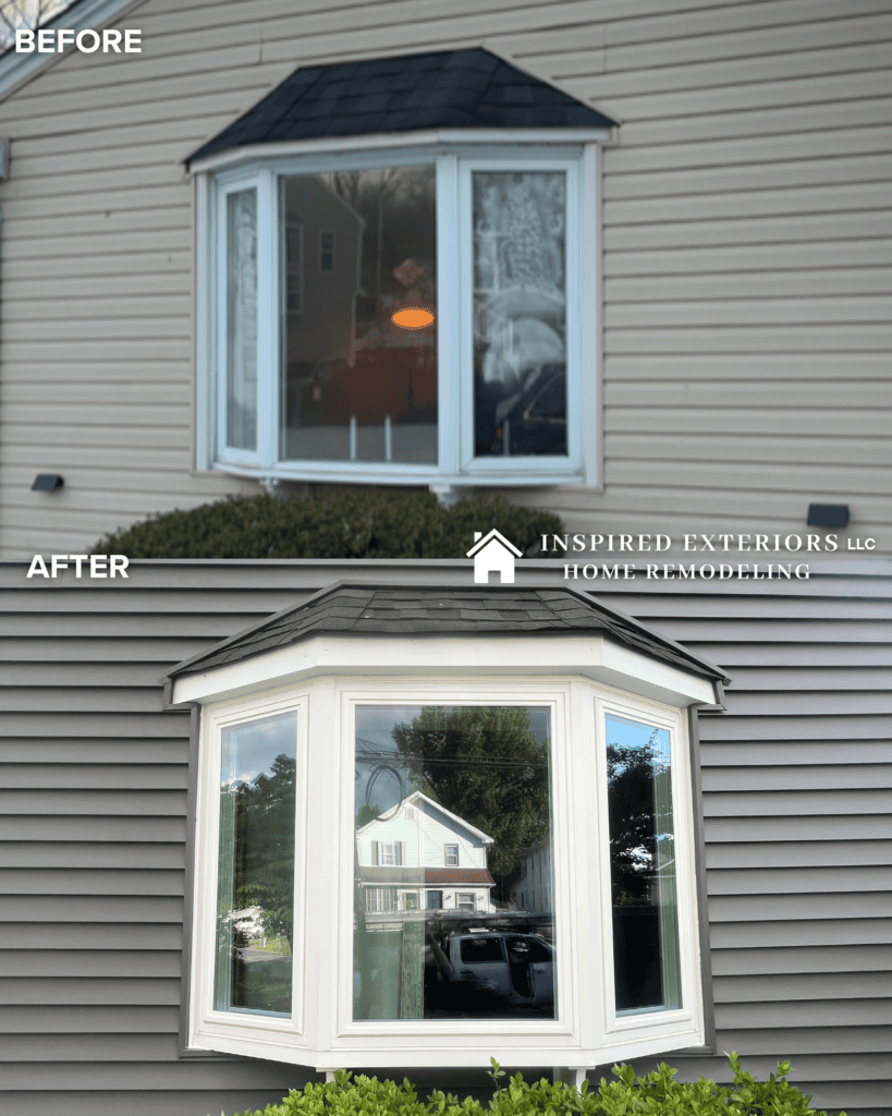 Window on home before and after Inspired Exteriors LLC